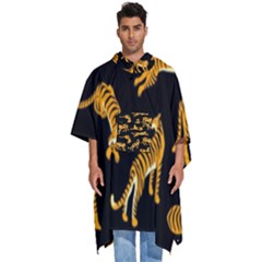 Seamless-exotic-pattern-with-tigers Men s Hooded Rain Ponchos by uniart180623