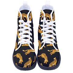 Seamless-exotic-pattern-with-tigers Kid s High-top Canvas Sneakers