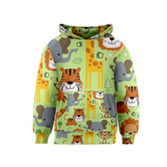 Seamless-pattern-vector-with-animals-wildlife-cartoon Kids  Pullover Hoodie by uniart180623