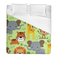 Seamless-pattern-vector-with-animals-wildlife-cartoon Duvet Cover (full/ Double Size) by uniart180623