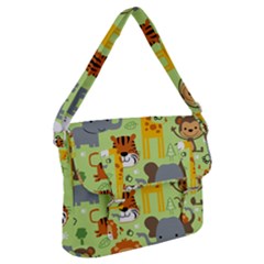 Seamless-pattern-vector-with-animals-wildlife-cartoon Buckle Messenger Bag by uniart180623