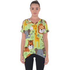 Seamless-pattern-vector-with-animals-wildlife-cartoon Cut Out Side Drop Tee by uniart180623