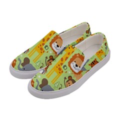 Seamless-pattern-vector-with-animals-wildlife-cartoon Women s Canvas Slip Ons by uniart180623