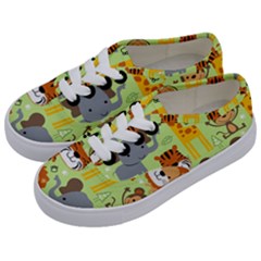 Seamless-pattern-vector-with-animals-wildlife-cartoon Kids  Classic Low Top Sneakers by uniart180623