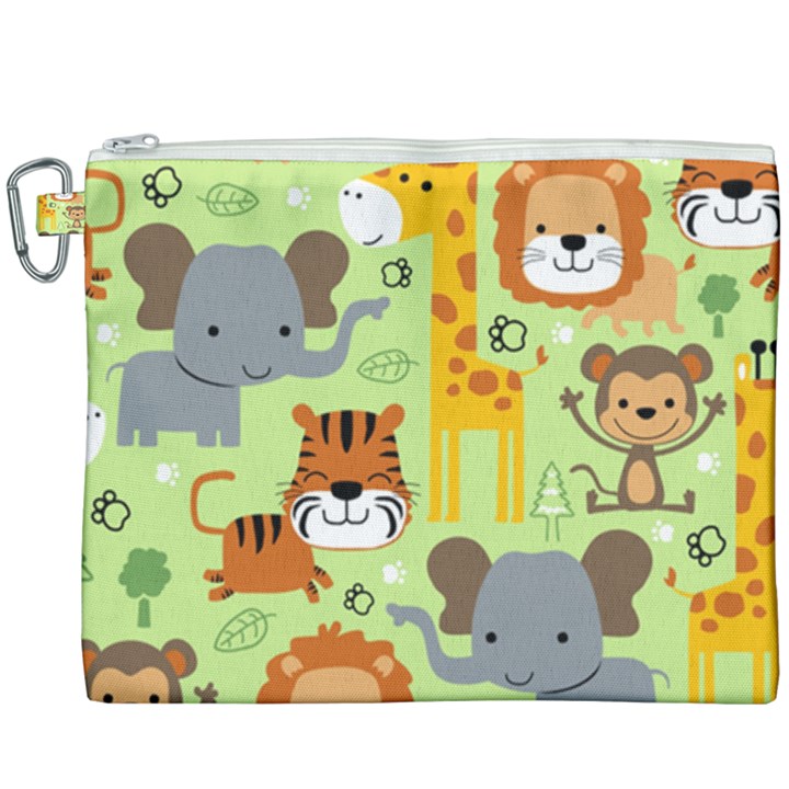 Seamless-pattern-vector-with-animals-wildlife-cartoon Canvas Cosmetic Bag (XXXL)