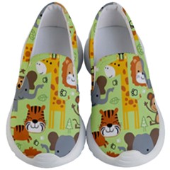 Seamless-pattern-vector-with-animals-wildlife-cartoon Kids Lightweight Slip Ons by uniart180623