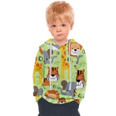 Seamless-pattern-vector-with-animals-wildlife-cartoon Kids  Overhead Hoodie by uniart180623