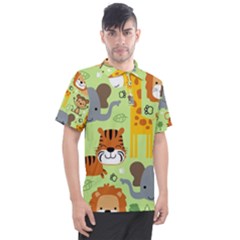 Seamless-pattern-vector-with-animals-wildlife-cartoon Men s Polo Tee by uniart180623