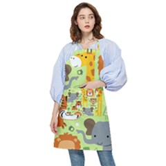 Seamless-pattern-vector-with-animals-wildlife-cartoon Pocket Apron by uniart180623