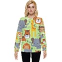 Seamless-pattern-vector-with-animals-wildlife-cartoon Hidden Pocket Sweatshirt View1