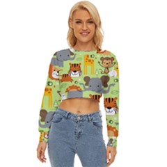 Seamless-pattern-vector-with-animals-wildlife-cartoon Lightweight Long Sleeve Sweatshirt by uniart180623