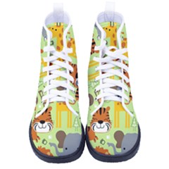 Seamless-pattern-vector-with-animals-wildlife-cartoon Men s High-top Canvas Sneakers