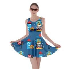 Racing-car-printing-set-cartoon-vector-pattern Skater Dress by uniart180623