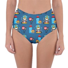 Racing-car-printing-set-cartoon-vector-pattern Reversible High-waist Bikini Bottoms by uniart180623