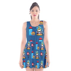 Racing-car-printing-set-cartoon-vector-pattern Scoop Neck Skater Dress by uniart180623