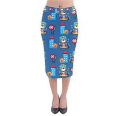 Racing-car-printing-set-cartoon-vector-pattern Velvet Midi Pencil Skirt by uniart180623