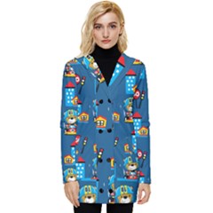 Racing-car-printing-set-cartoon-vector-pattern Button Up Hooded Coat  by uniart180623