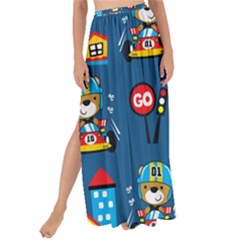 Racing-car-printing-set-cartoon-vector-pattern Maxi Chiffon Tie-up Sarong by uniart180623