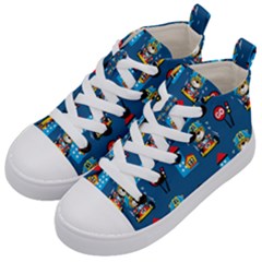 Racing-car-printing-set-cartoon-vector-pattern Kids  Mid-top Canvas Sneakers by uniart180623