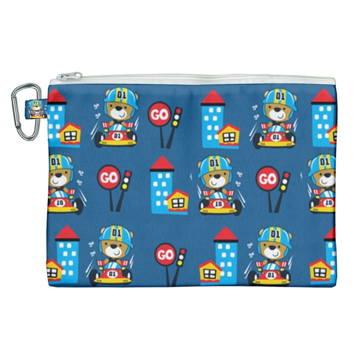 Racing-car-printing-set-cartoon-vector-pattern Canvas Cosmetic Bag (XL)