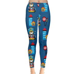 Racing-car-printing-set-cartoon-vector-pattern Inside Out Leggings by uniart180623