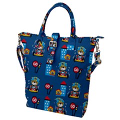 Racing-car-printing-set-cartoon-vector-pattern Buckle Top Tote Bag by uniart180623