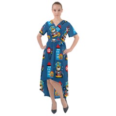 Racing-car-printing-set-cartoon-vector-pattern Front Wrap High Low Dress by uniart180623