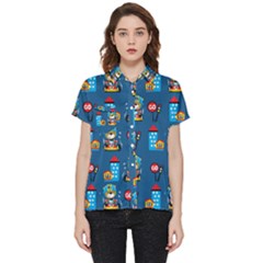 Racing-car-printing-set-cartoon-vector-pattern Short Sleeve Pocket Shirt by uniart180623