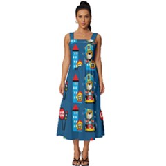 Racing-car-printing-set-cartoon-vector-pattern Square Neckline Tiered Midi Dress by uniart180623