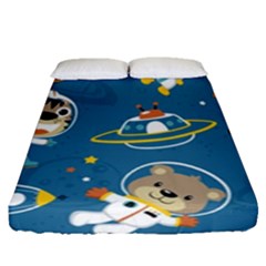 Seamless-pattern-funny-astronaut-outer-space-transportation Fitted Sheet (queen Size) by uniart180623