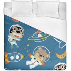 Seamless-pattern-funny-astronaut-outer-space-transportation Duvet Cover (king Size) by uniart180623