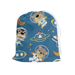 Seamless-pattern-funny-astronaut-outer-space-transportation Drawstring Pouch (xl) by uniart180623