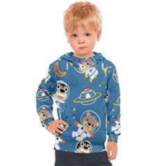 Seamless-pattern-funny-astronaut-outer-space-transportation Kids  Hooded Pullover by uniart180623