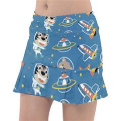 Seamless-pattern-funny-astronaut-outer-space-transportation Classic Tennis Skirt by uniart180623