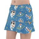 Seamless-pattern-funny-astronaut-outer-space-transportation Classic Tennis Skirt View1