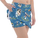 Seamless-pattern-funny-astronaut-outer-space-transportation Classic Tennis Skirt View3