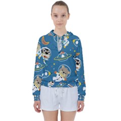 Seamless-pattern-funny-astronaut-outer-space-transportation Women s Tie Up Sweat by uniart180623