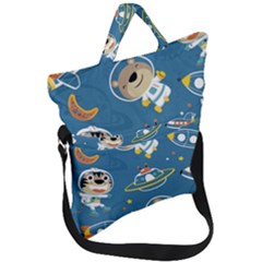 Seamless-pattern-funny-astronaut-outer-space-transportation Fold Over Handle Tote Bag by uniart180623