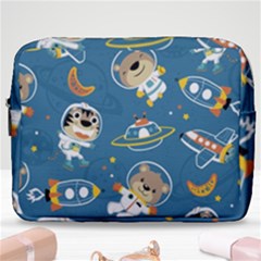 Seamless-pattern-funny-astronaut-outer-space-transportation Make Up Pouch (large) by uniart180623