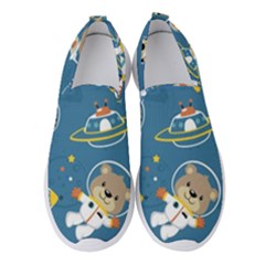 Seamless-pattern-funny-astronaut-outer-space-transportation Women s Slip On Sneakers