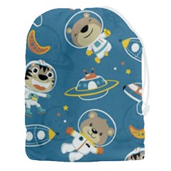 Seamless-pattern-funny-astronaut-outer-space-transportation Drawstring Pouch (3xl) by uniart180623