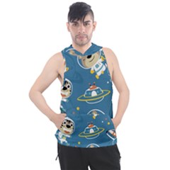 Seamless-pattern-funny-astronaut-outer-space-transportation Men s Sleeveless Hoodie by uniart180623