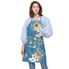 Seamless-pattern-funny-astronaut-outer-space-transportation Pocket Apron by uniart180623