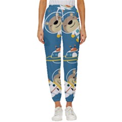 Seamless-pattern-funny-astronaut-outer-space-transportation Women s Cropped Drawstring Pants by uniart180623