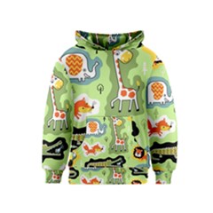 Seamless-pattern-with-wildlife-animals-cartoon Kids  Pullover Hoodie by uniart180623