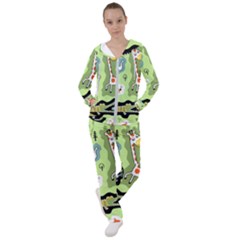 Seamless-pattern-with-wildlife-animals-cartoon Women s Tracksuit by uniart180623