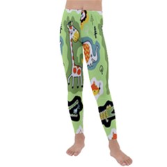 Seamless-pattern-with-wildlife-animals-cartoon Kids  Lightweight Velour Leggings by uniart180623