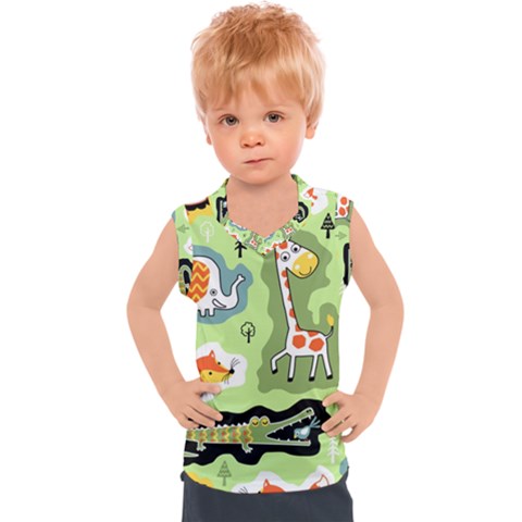 Seamless-pattern-with-wildlife-animals-cartoon Kids  Sport Tank Top by uniart180623