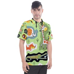 Seamless-pattern-with-wildlife-animals-cartoon Men s Polo Tee by uniart180623