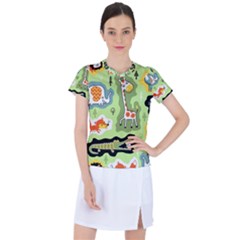 Seamless-pattern-with-wildlife-animals-cartoon Women s Sports Top by uniart180623